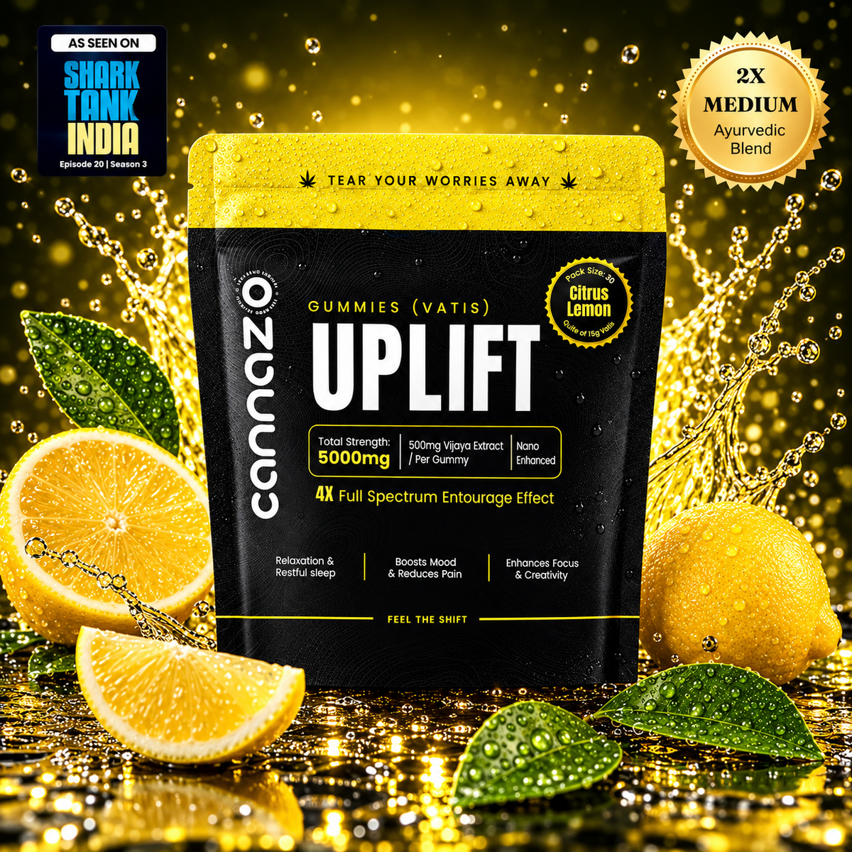 Uplift Gummies CBD Dominant 500mg Citrus Lemon